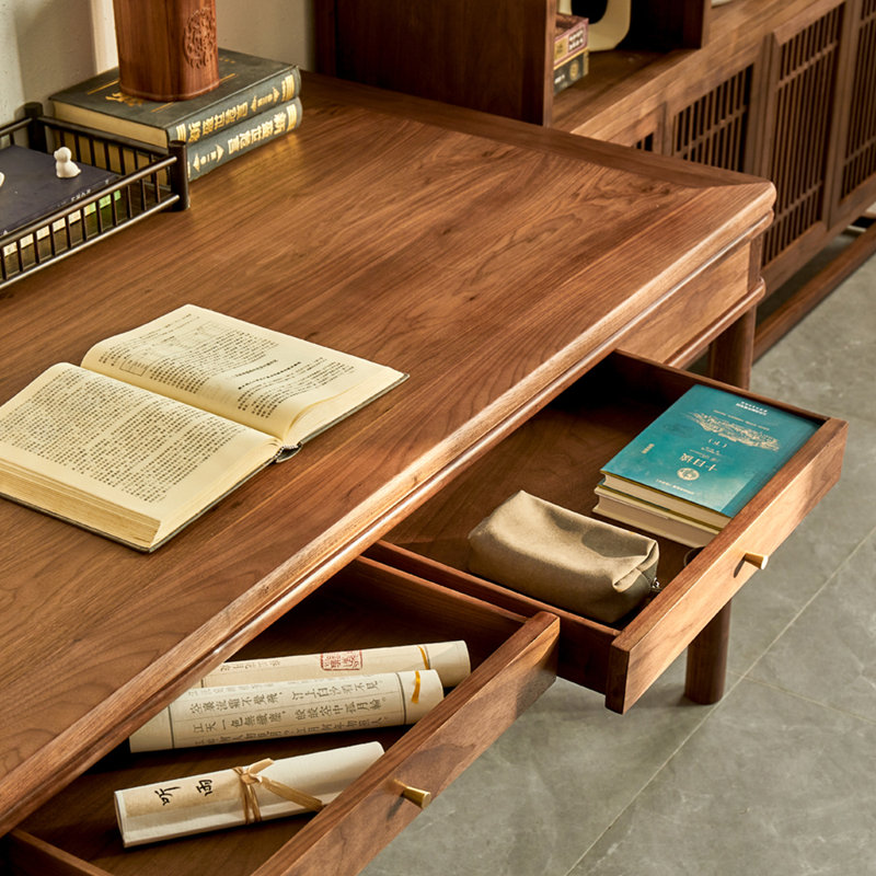 Tout nouveau bureau de style chinois en bois massif, H 29,53 po x l 78,74 po x P 31,5 po