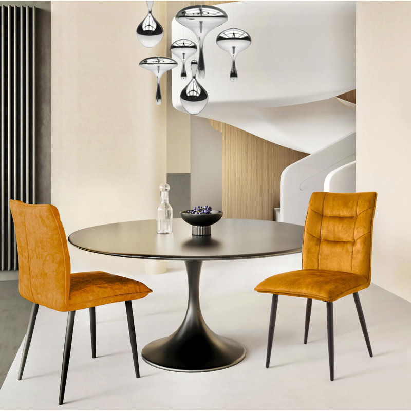 Ensemble de chaises de salle à manger en velours 2 pièces Modern, Jaune