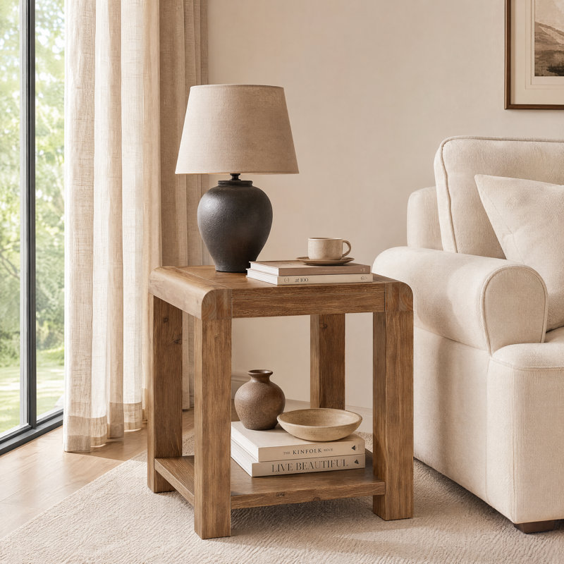 Square Solid Wood End Table