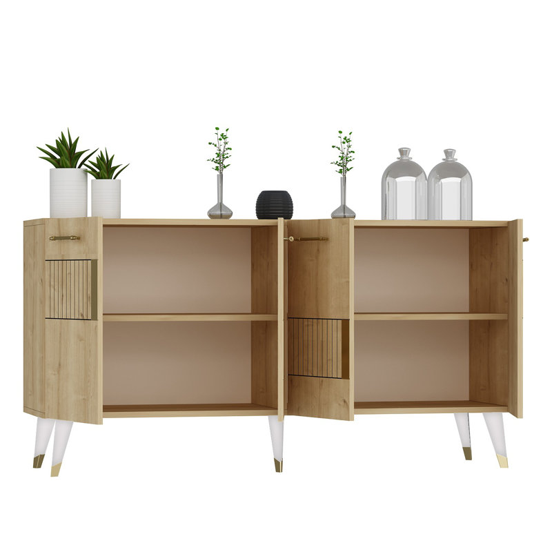 Fechteler 2 Piece Coffee Table Set, Natural/White