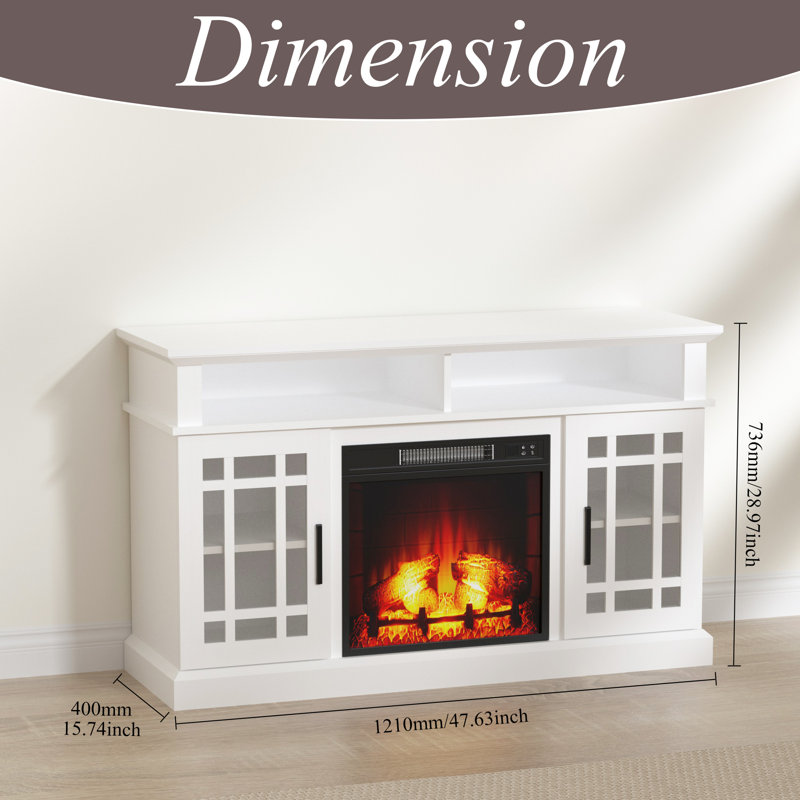 Murvin TV Stand for TVs up to 65" with Fireplace Included, White