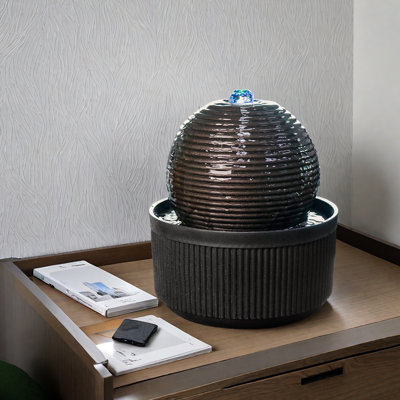 Tabletop Water Fountain 7.28" H, Illuminated Sphere Desk Fountain with Led Lights for Office & Home Decor, Ideal Housewarming & Father's Day Gift