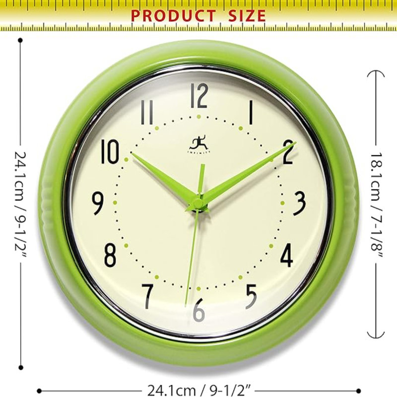 Infinity Instruments LTD. Rétro horloge murale de cuisine Mid Century