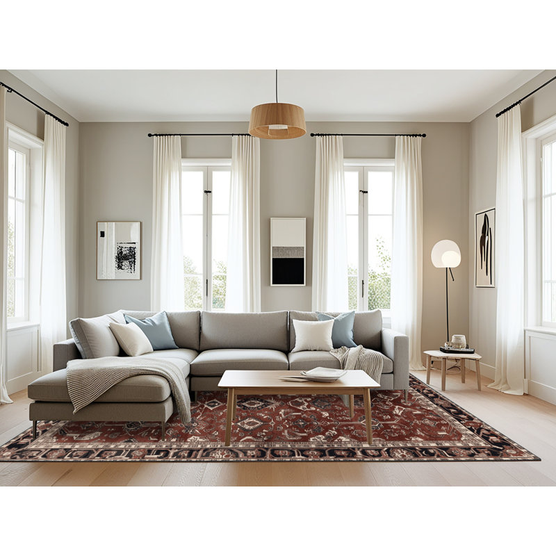 Tapis persan noir lavable à la machine, Rectangle 8 pi x 10 pi