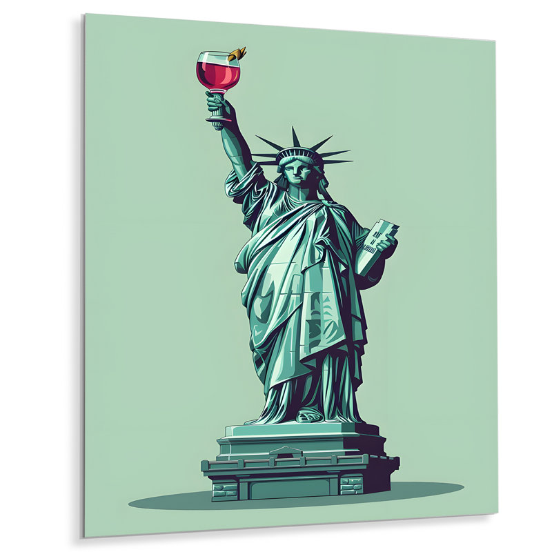 Statue de la Liberté avec vin - décoration murale City New York, Métal métal, H 20 po x l 12 po