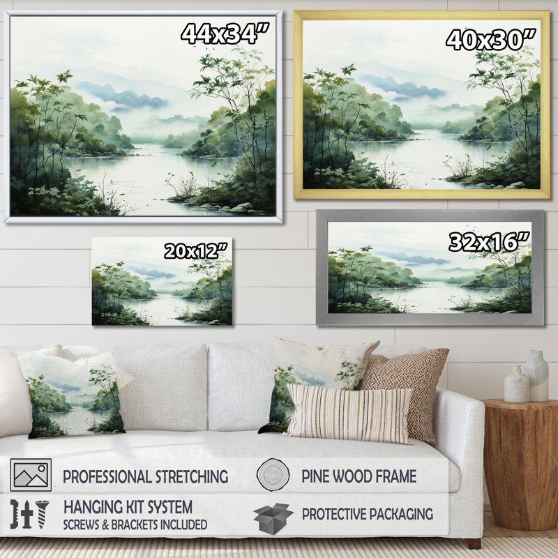 «Tranquil Oasis II» sur toile, Cadre doré à une seule photo, H 16 po x l 32 po x P 1 po