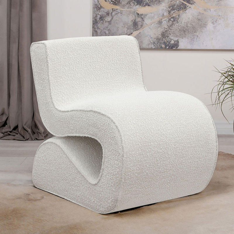 Cyndie Upholstered Accent Chair, Cream Polyester Blend