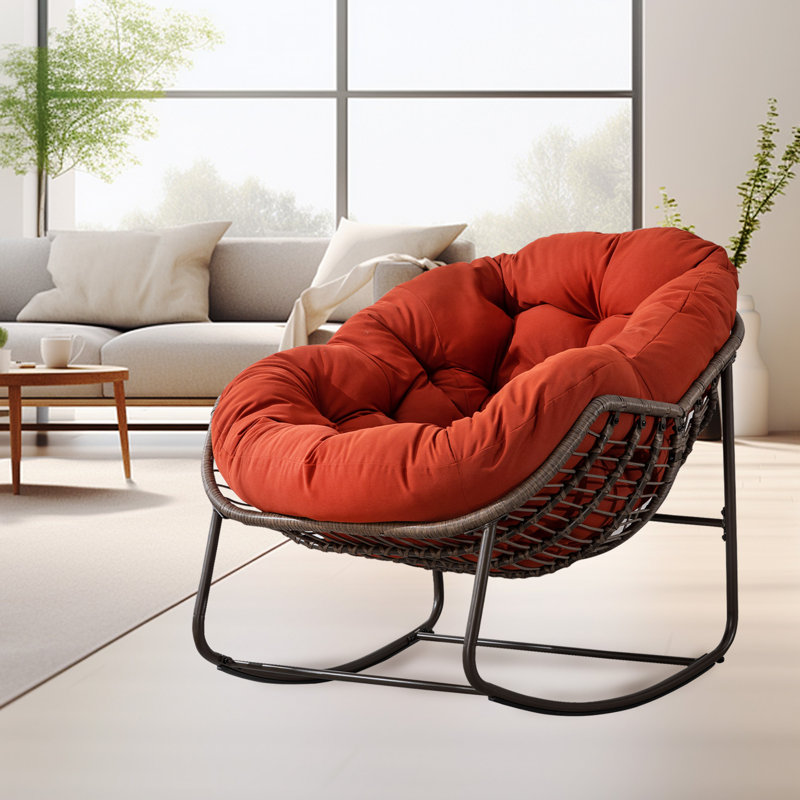 Wicker Outdoor Lounge Chair, Orange