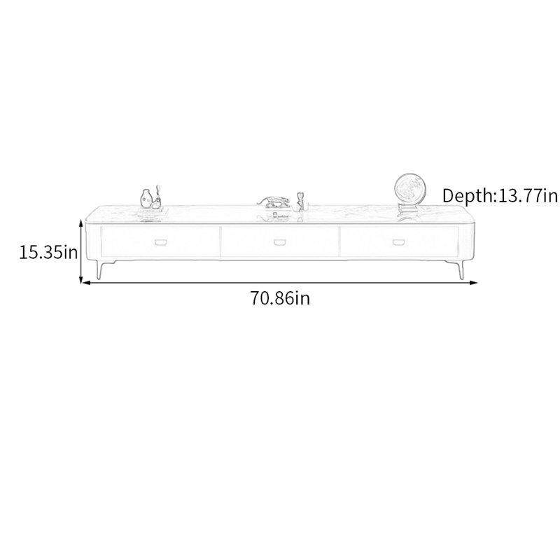 Meuble télé Luxury, Blanc / gris / gris clair, 15.35"H x 70.86"L x 13.77"W