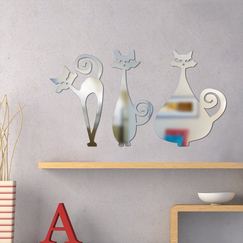 Décalcomanie murale miroir catton lot chats