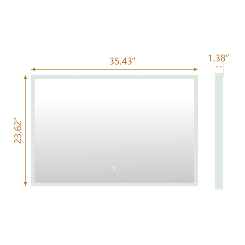 Miroir de salle de bain anti-buée 36 po x l 24 po avec fonction de mémorisation, DEL à 3 couleurs à intensité variable