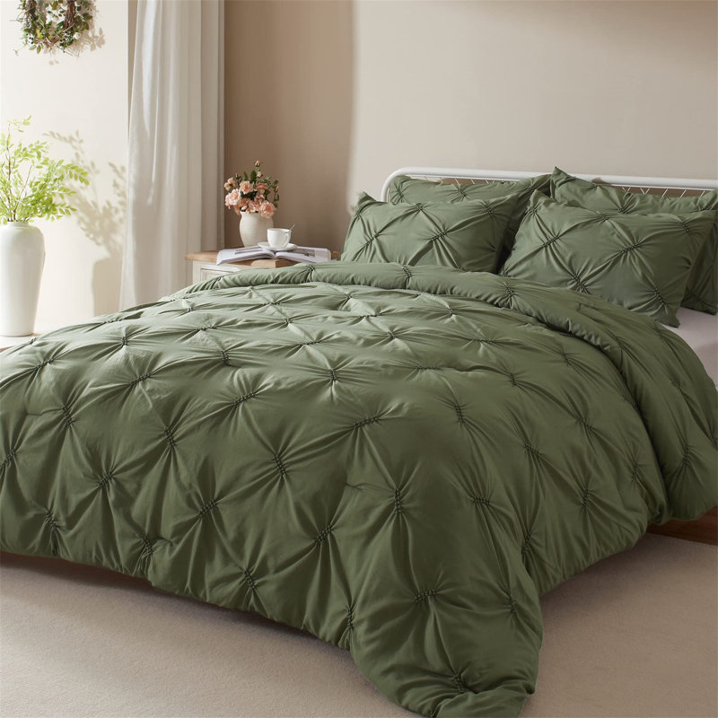Olive Green Microfiber Queen Bed in a Bag Set