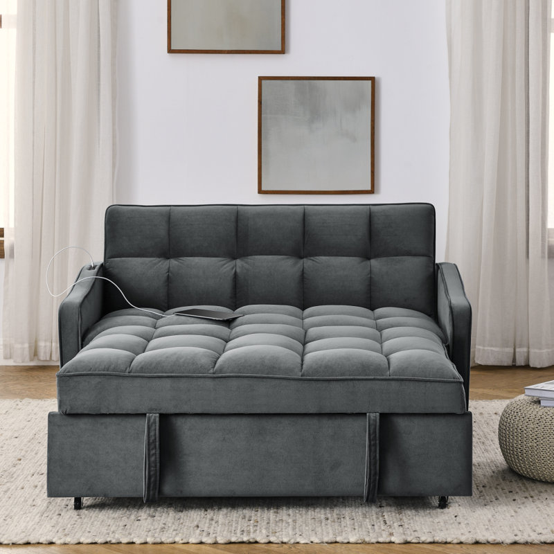 Canapé-lit avec lit escamotable Boneless Loveseats, Gris