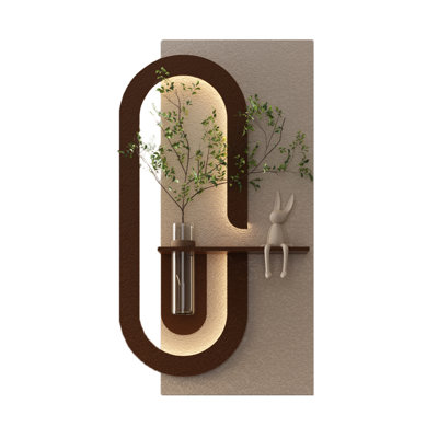 Adjustable 3Color LED Sandstone Wall Decor With Simulated Green Plants  3D Art Sculpture, Glass Vase & Rabbit Statue, Remote Control Light Strips For Living Room, Bedroom, Hallway