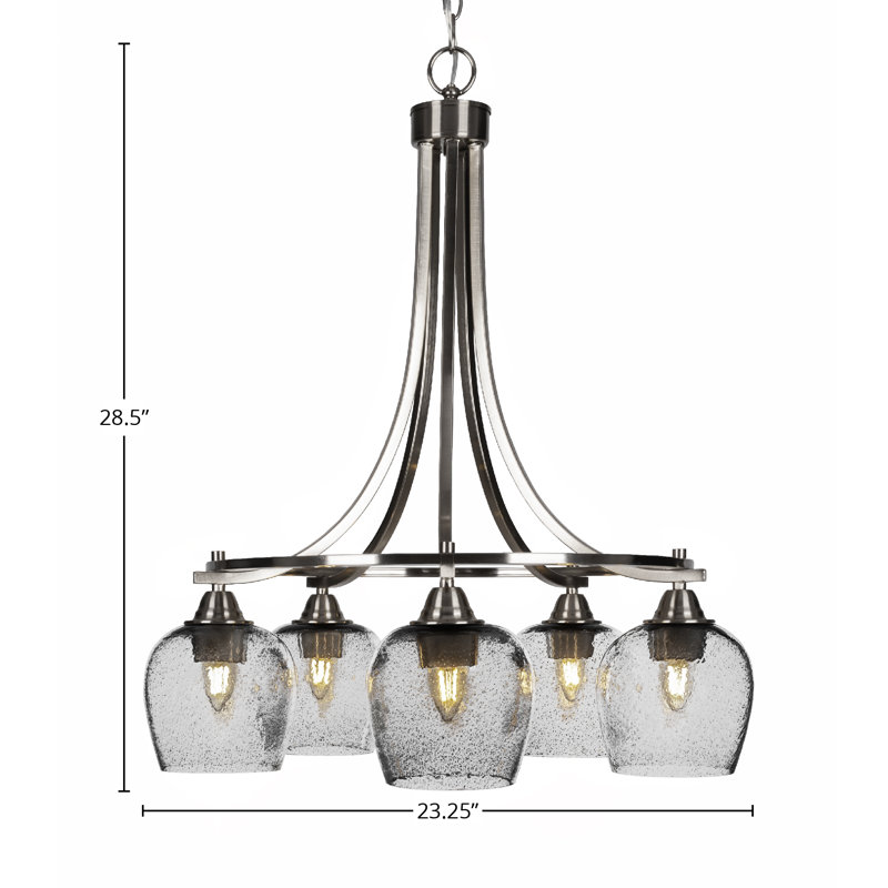 Lustre 5 lumières Achen, Nickel brossé, Transparent