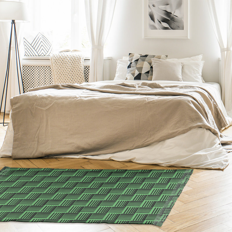Tapis basketweave rayures vert/noir, Non