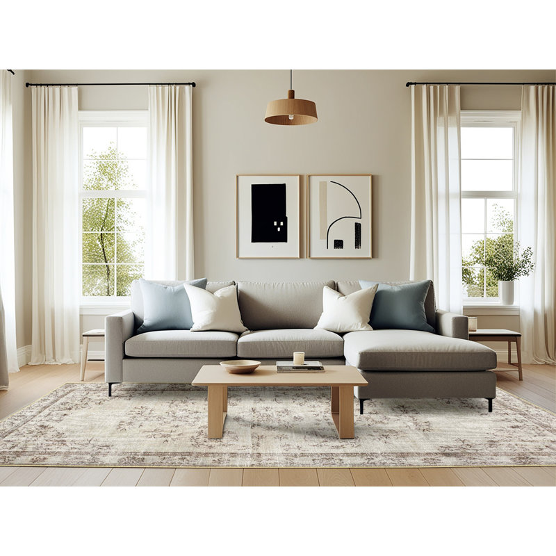 Surface beige contemporaine tapis, Rectangle 6 pi x 9 pi