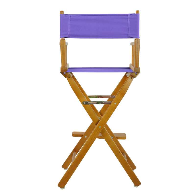30" Folding Director Chair with Canvas, Honey Oak, Purple