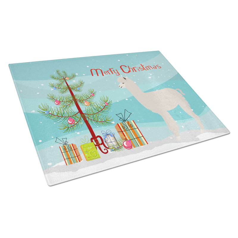 Caroline's Treasures Tempered Glass Alpaca Christmas Cutting Board