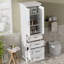 Armoire de rangement autoportante avec plusieurs tiroirs, tablettes réglables