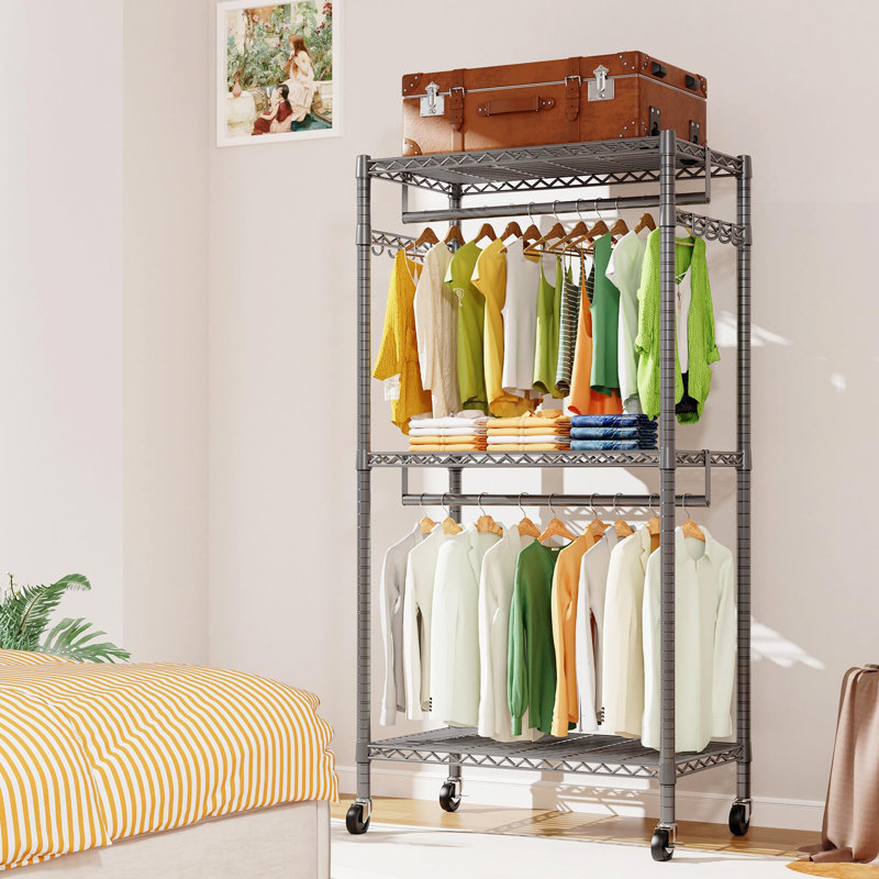 80.7" H X 23.6" W Rolling Clothes Racks & Garment Racks, Gray