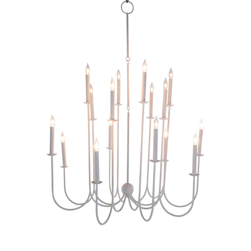 Snow 16 - Light Candle Style Chandelier, Plaster White