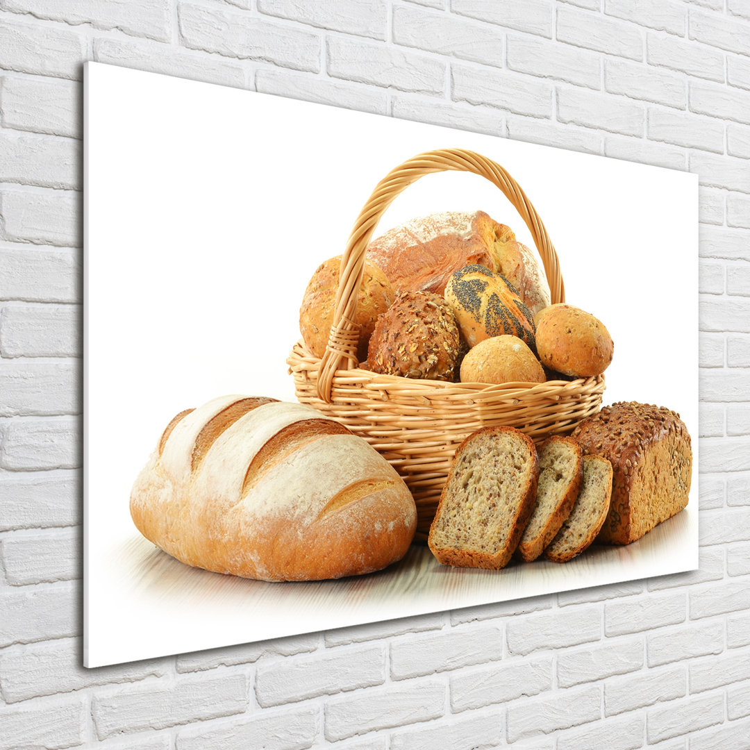 Glasbild Brot im Korb