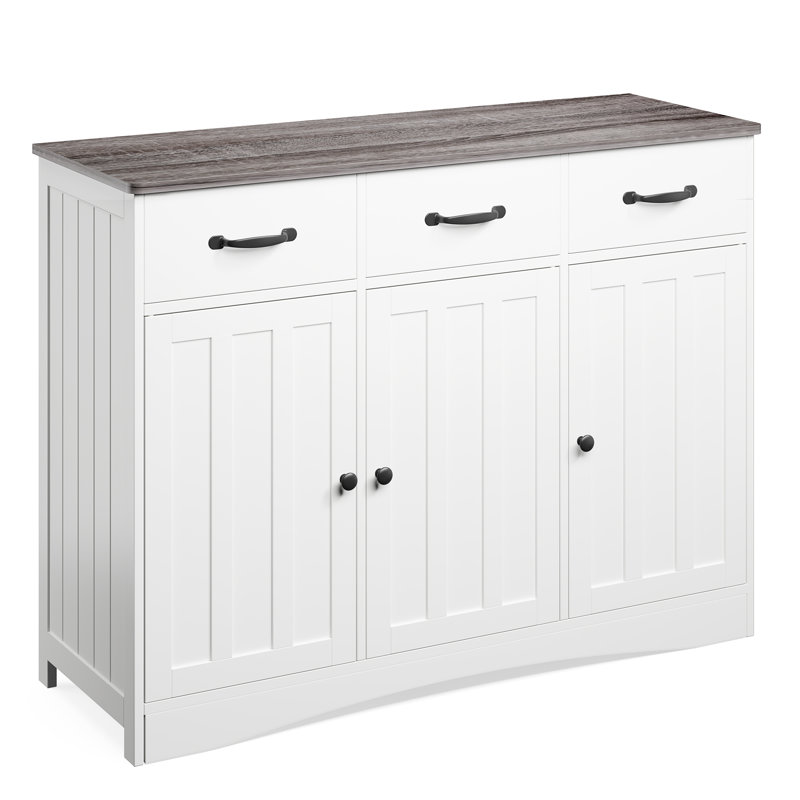 Michaila 42.5'' Sideboard with 3 drawers and 3 doors, White/Grey