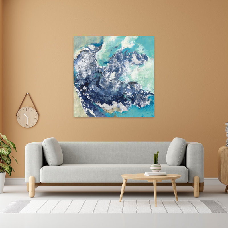Turquoise contemporain avec art abstrait bleu, H 48 po x l 48 po