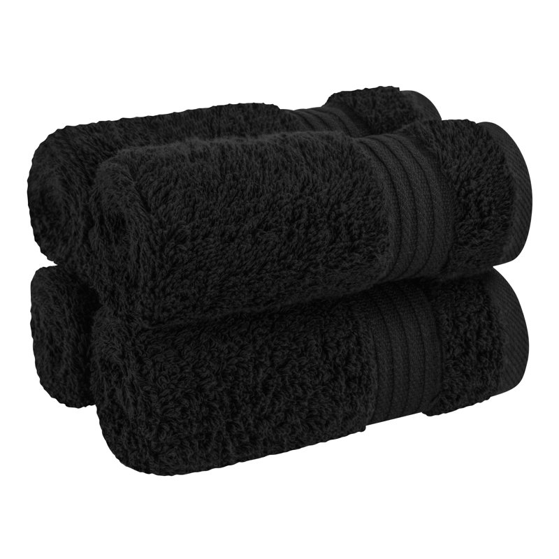 100% Cotton Turkish  Washcloth Set, 4 Piece Soft, Absorbent Wash Rag Small Towels, Black