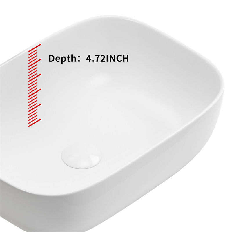 Petit lavabo vasque de salle de bain au-dessus du comptoir en céramique de porcelaine blanche