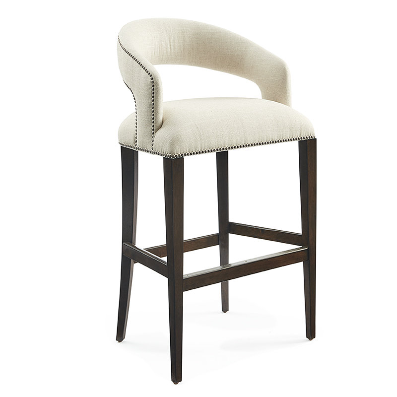 Annabelle Transitional Wood and Linen Counter Stool