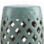 Tabouret de jardin 13 po x 18 po en céramique avec motif en treillis tissé et table de bout décorative en matériaux forts émaillés, bleu antique