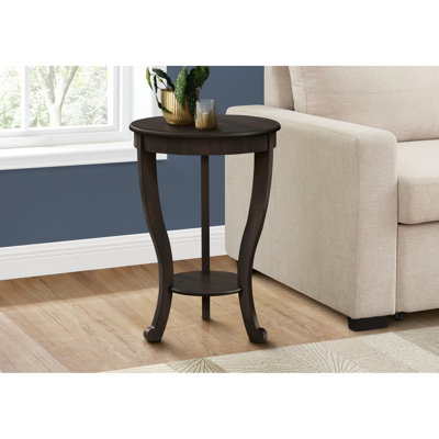 Table de bout en placage noyer brun à 2 niveaux, pour une chambre à coucher élégante et un salon
