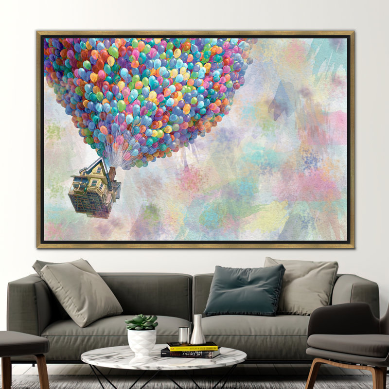 «Vibrant Rainbow», art abstrait avec des ballons gonflables pour décoration murale, 45" H x 81" W, Or