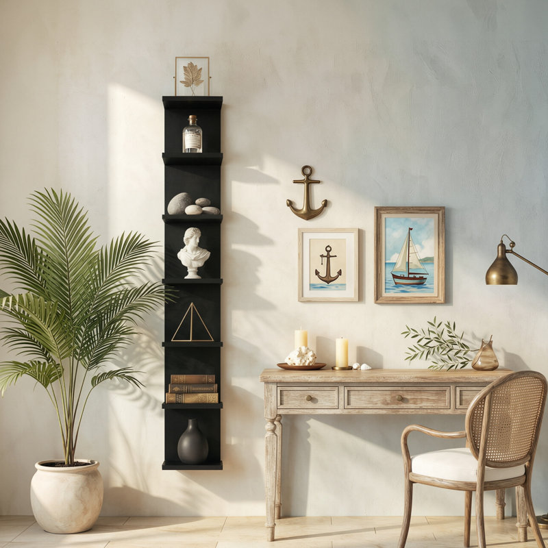 7-tier Floating Shelves, Black