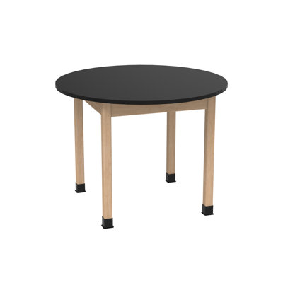 PerpetuLab 48" Round Epoxy Resin Top Plain Apron Table, Maple
