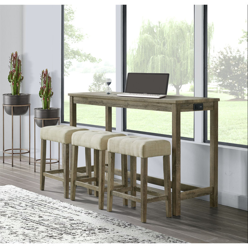 Gracie Oaks Bermea Multipurpose Bar Table Set in Natural