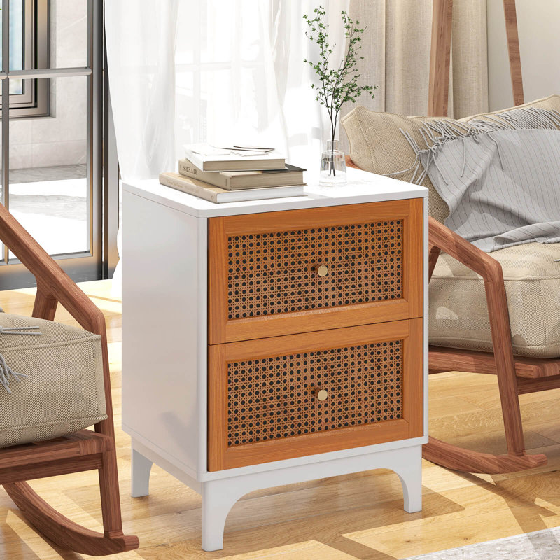 Nightstand With Storage End Sofa Side Table With 2 Drawers, Individual