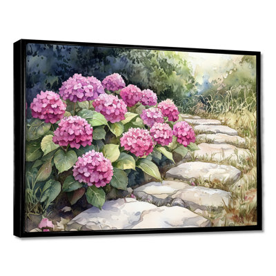 «Ikeni Hydrangeas By The Stone Path III - Hydrangea», art mural sur toile