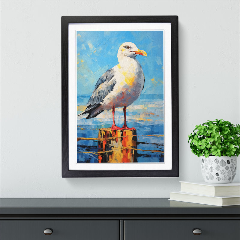 Seagull Expressionism - Print, 46cm H x 34cm W x 2cm D, Black