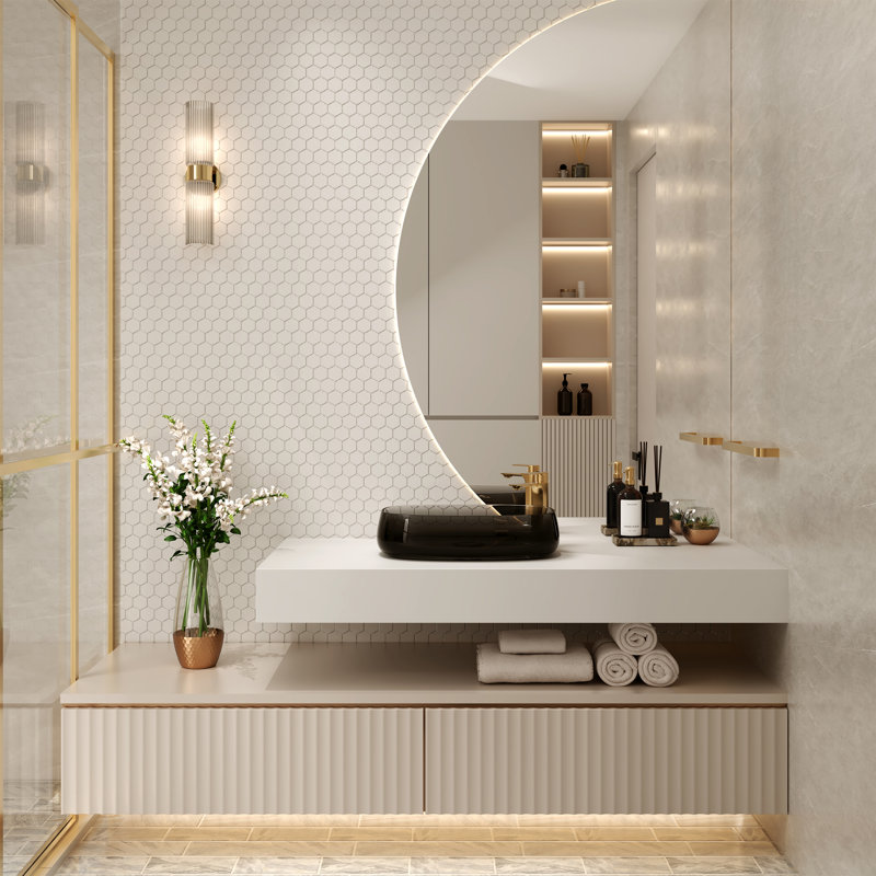 Lavabo vasque de salle de bain à surface solide Casainc, Noir translucide