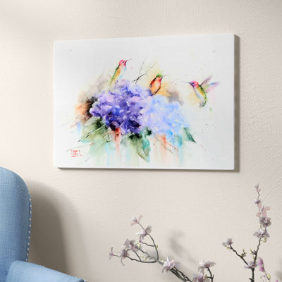 «Three Hummingbirds», peinture sur toile
