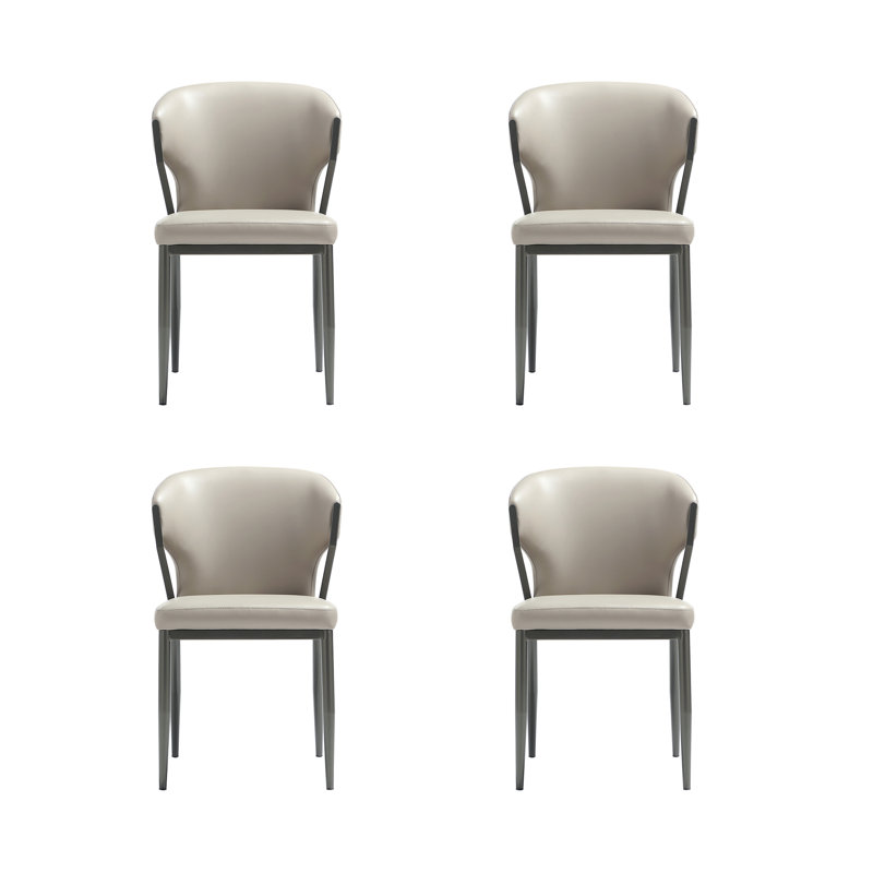 Chaise rembourrée en cuir gris clair Kirsten, Gris clair