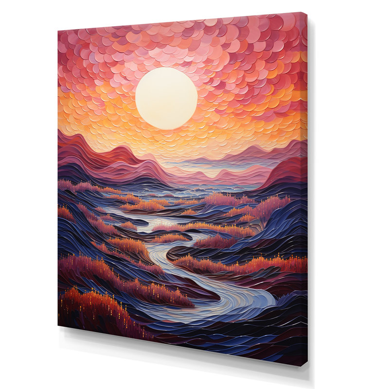 «Bengiman Sunset Horizon Pointillism II», reproduction sur toile, H 32 po x l 24 po x P 1 po, Toile tendue