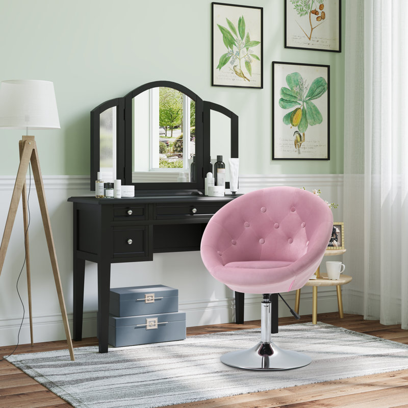 Chaise longue pivotante rembourrée Danaira, Tissu rose