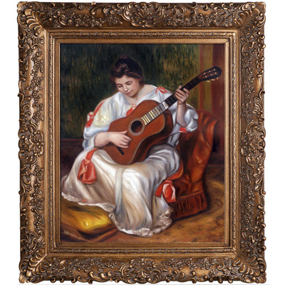 "femme jouant la guitare" , 1896" par pierre-auguste renoir-peinture sur toile, image sur toile