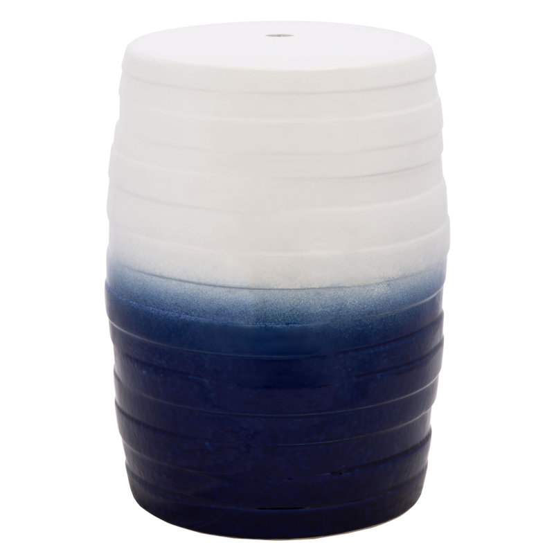Ceramic Accent Stool, Blue/White