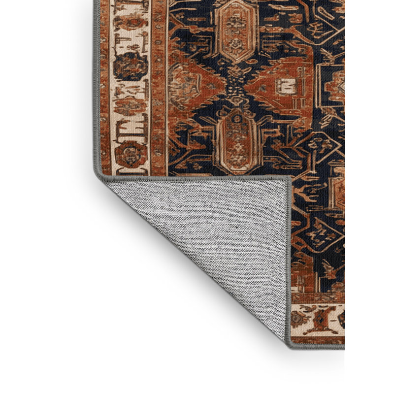 Tapis art déco brun lavable à la machine, Carré 5 pi
