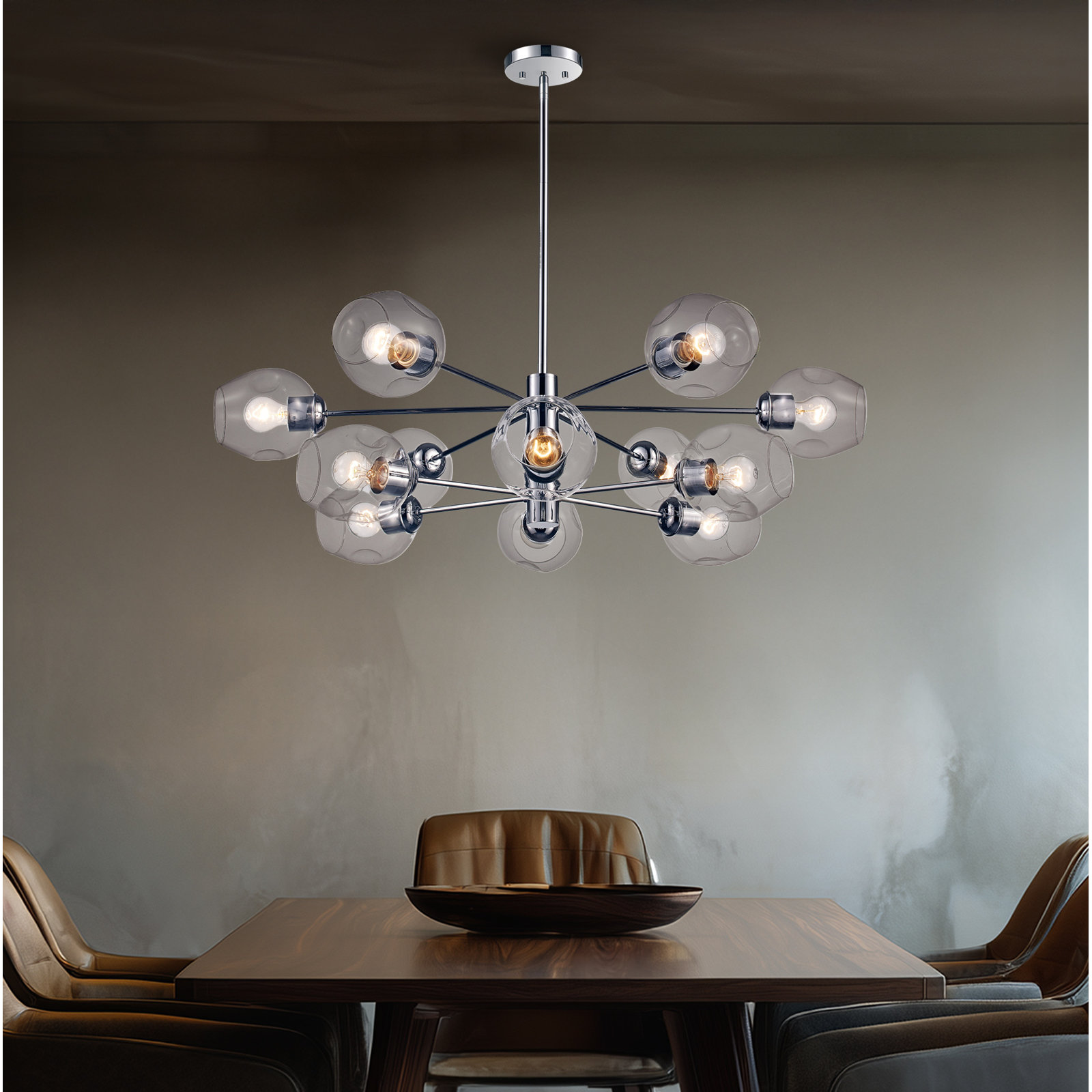 Anastasia 12 - Light Dimmable Sputnik Chandelier, Polished Chrome, Clear
